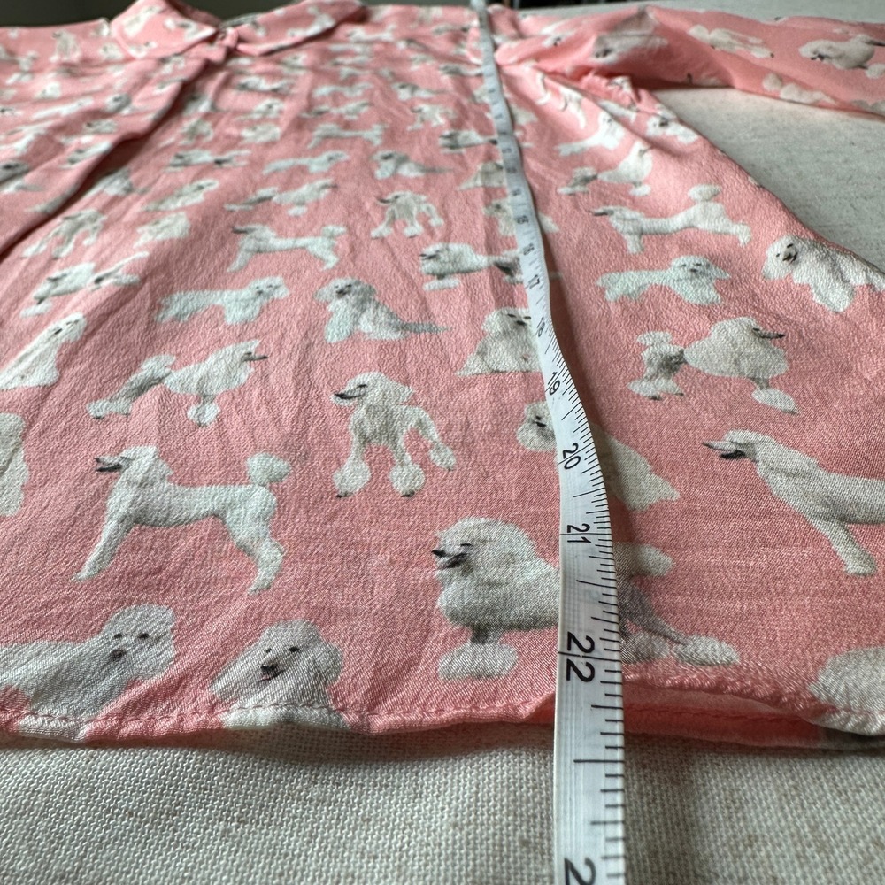 Alice + Olivia Willa Pink Poodle Dog Print Silk Blouse Shirt M Medium - Picture 9 of 10